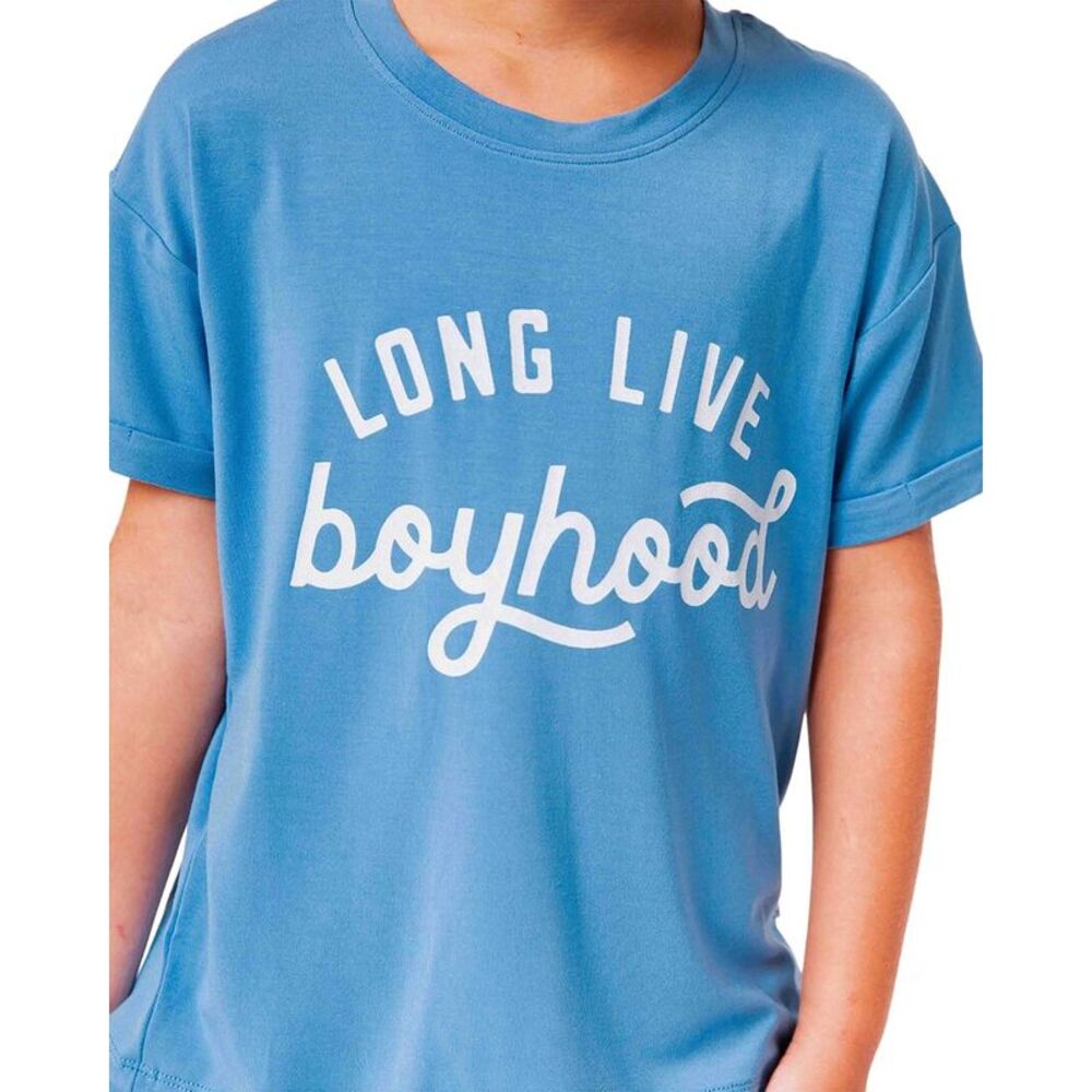 Bums & Roses Boys  Long Live Boyhood Relaxed Fit T-Shirt, Multicolor